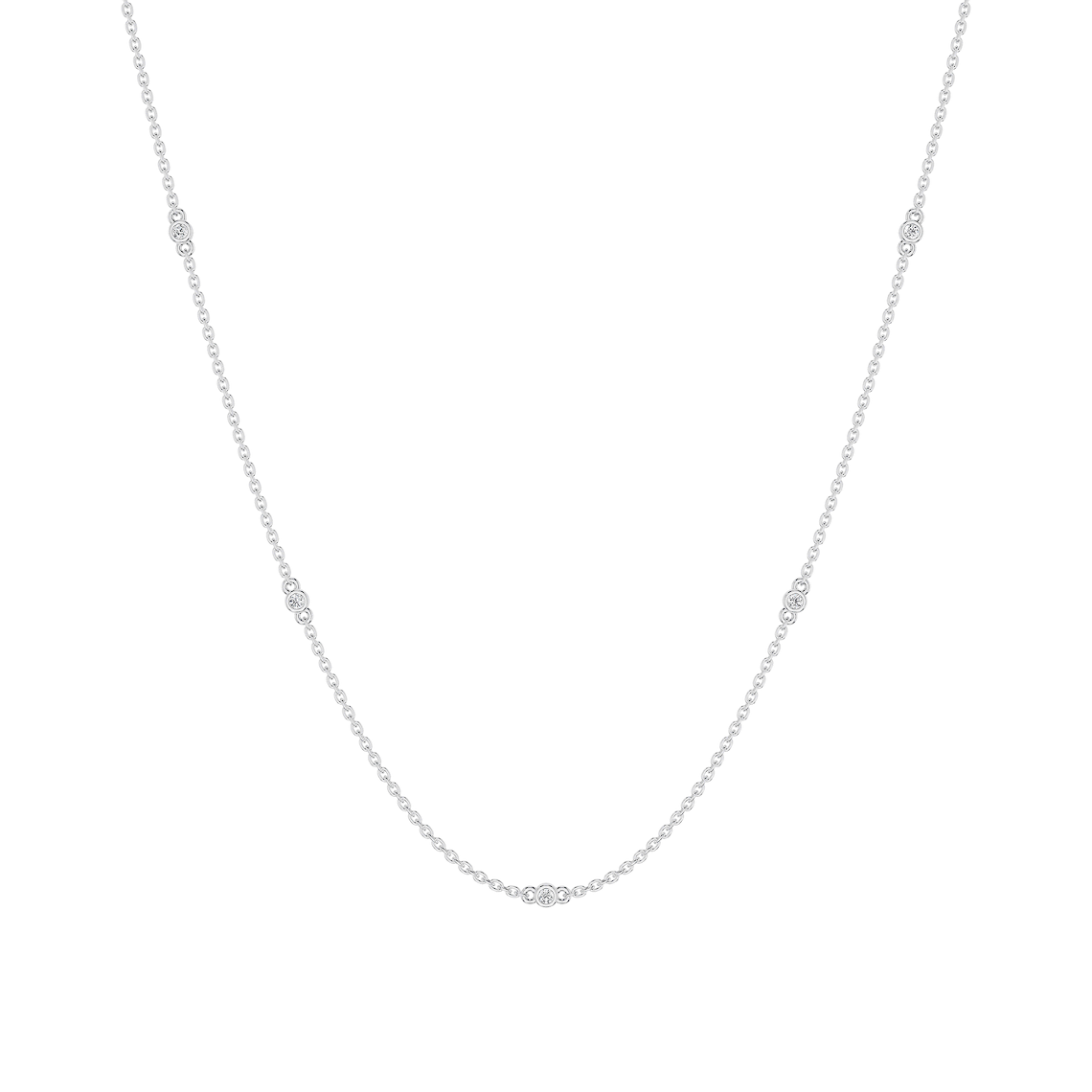 Round Lab Grown Diamond Seven Station Adjustable Necklace - 16 to 24 Inches