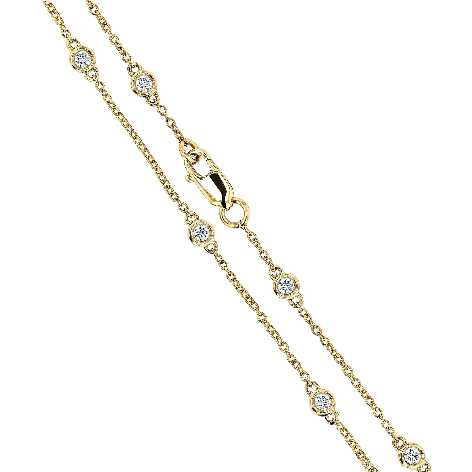 Round Lab Grown Diamond Seven Station Adjustable Necklace - 16 to 24 Inches