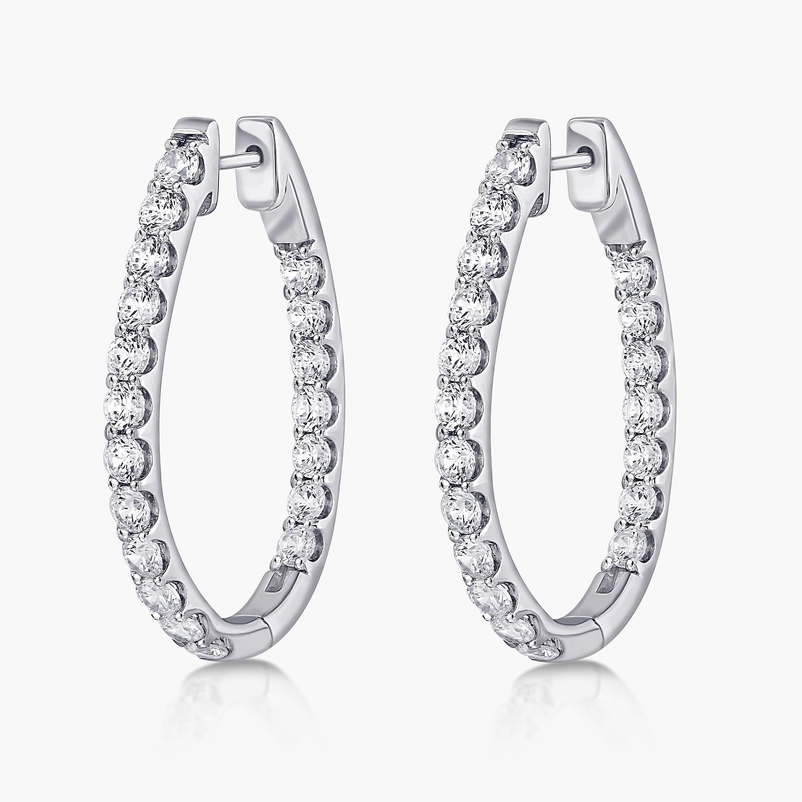 Round Lab Grown Diamond Pave Oval-Shaped Inside-Out Hoop Earrings