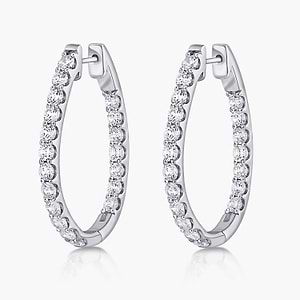 Round Lab Grown Diamond Pave Oval-Shaped Inside-Out Hoop Earrings