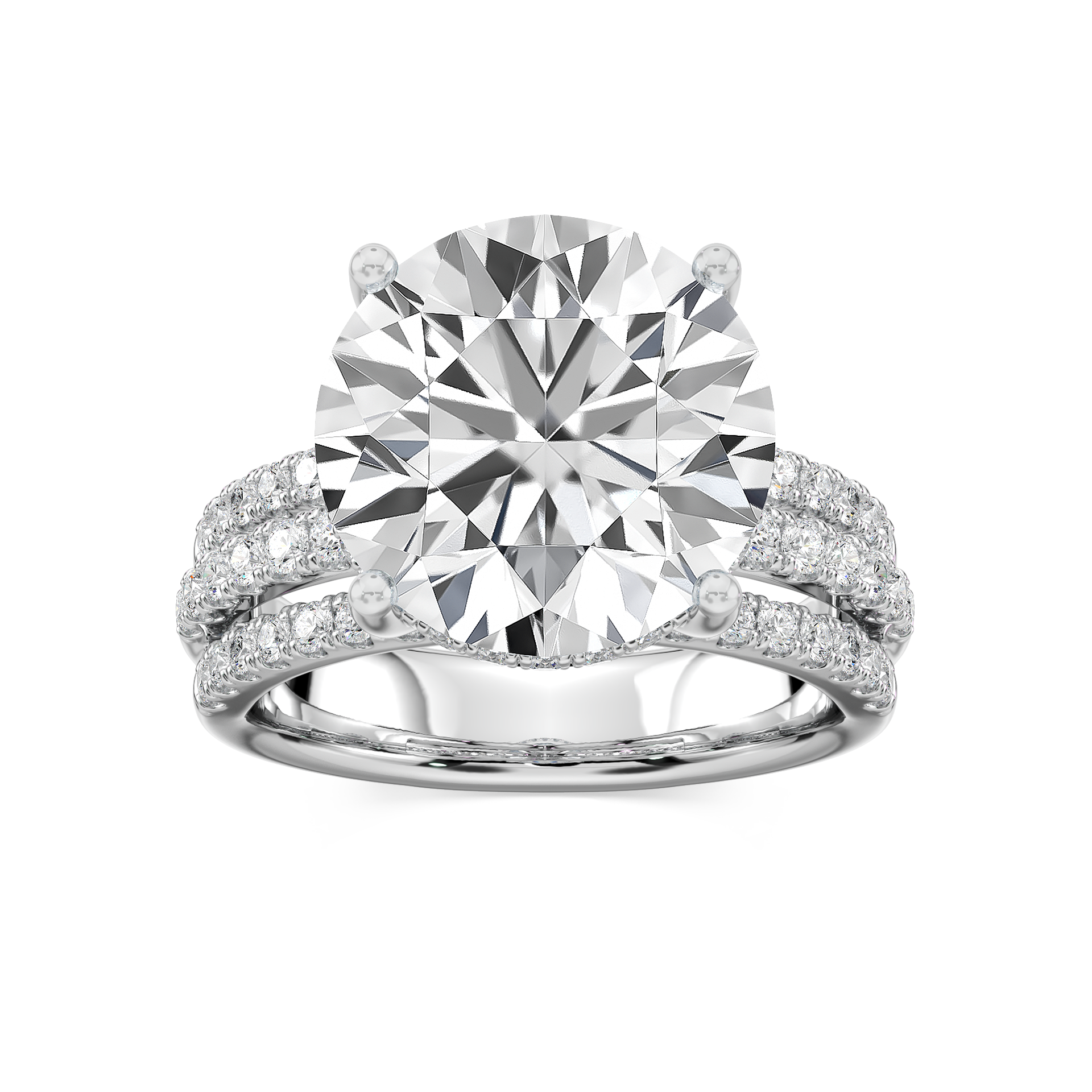 Lasha 11 ⅕ ctw Round Lab Grown Diamond Triple Row Hidden Halo Engagement Ring - Signature Collection