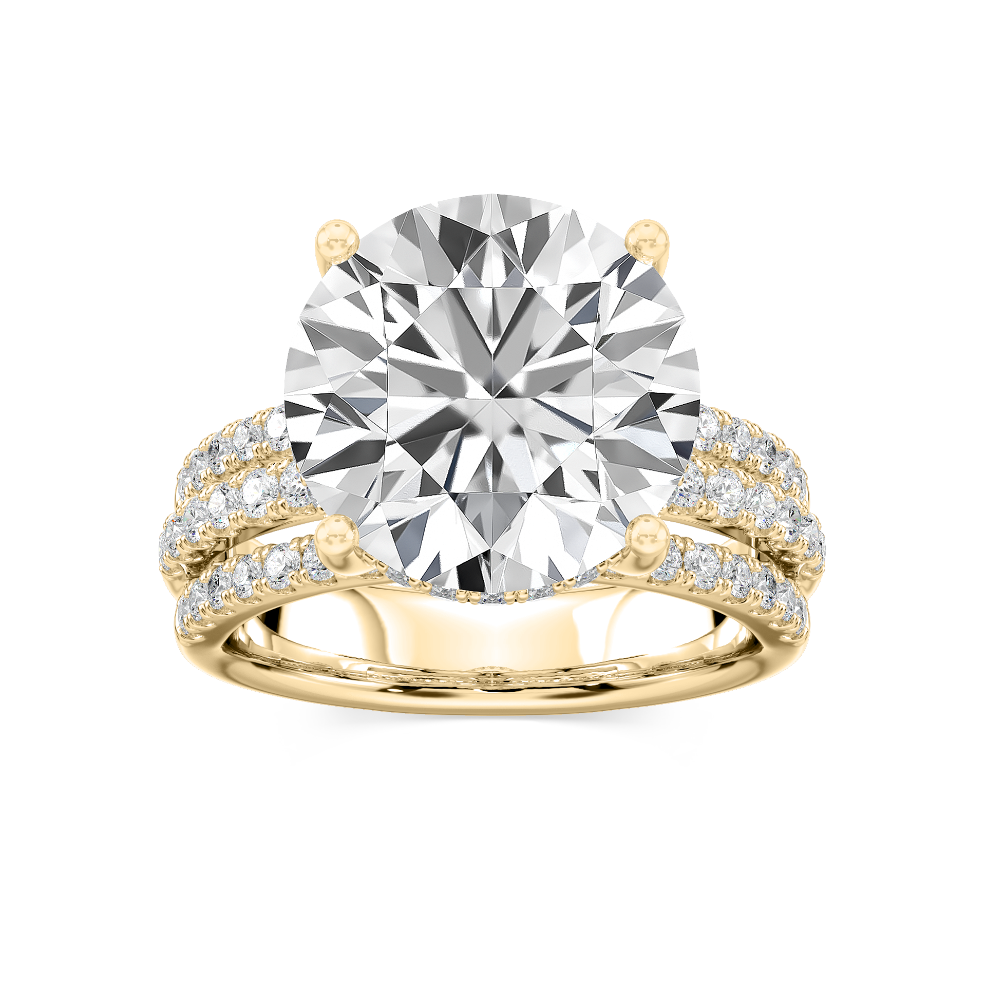 Lasha 11 ⅕ ctw Round Lab Grown Diamond Triple Row Hidden Halo Engagement Ring - Signature Collection