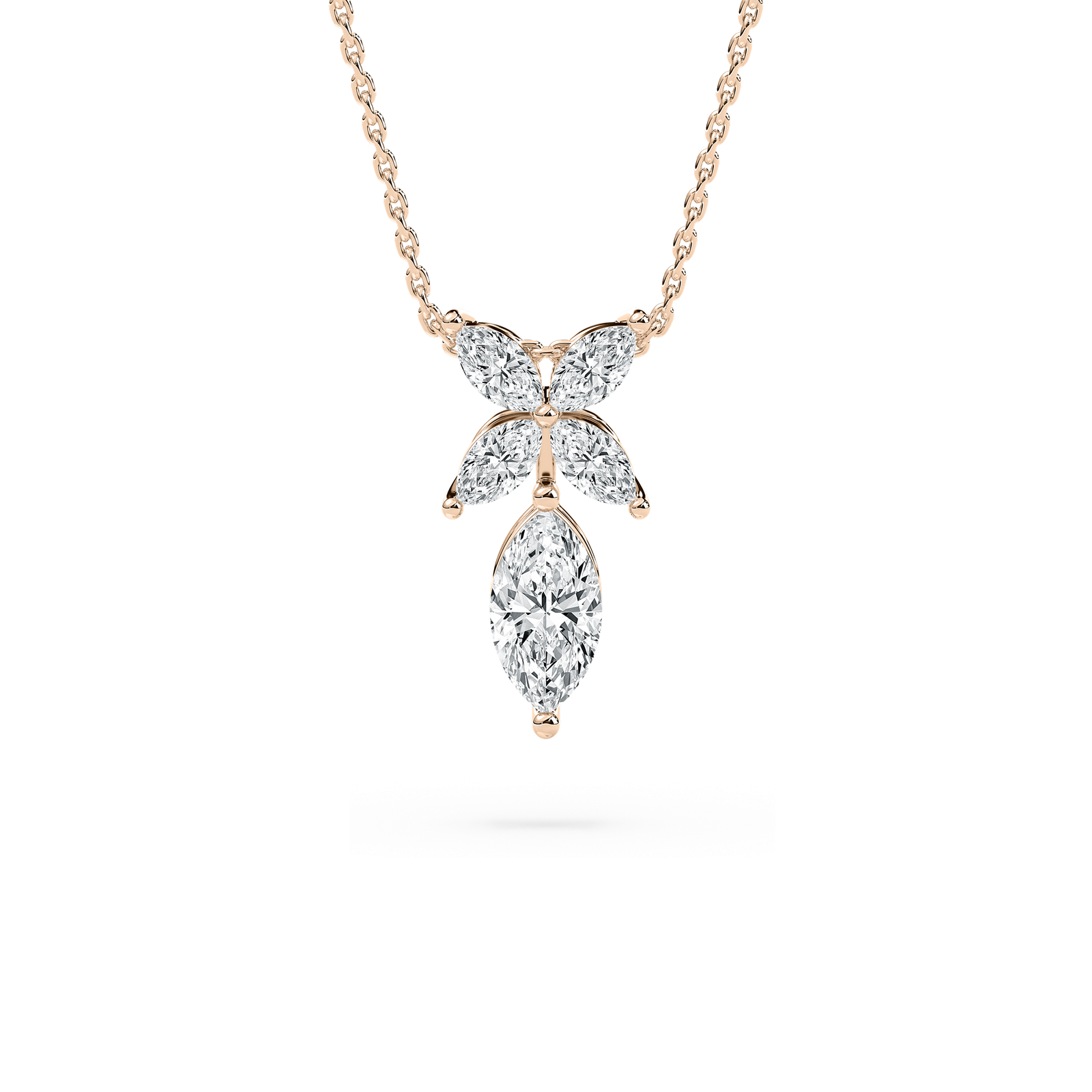7/8 ctw Marquise Lab Grown Diamond Dewdrop Pendant  - 18 Inches