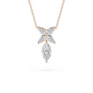 7/8 ctw Marquise Lab Grown Diamond Dewdrop Pendant  - 18 Inches