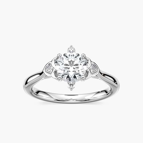 Leilani Round Lab Grown Diamond Lotus Side Stone Engagement Ring