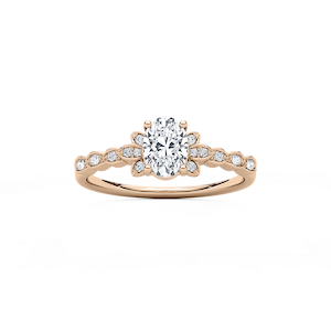 Leonie 3/4 ctw Oval Lab Grown Diamond Petite Bezel Set Side Stone Engagement Ring