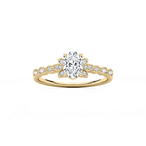 Leonie 3/4 ctw Oval Lab Grown Diamond Petite Bezel Set Side Stone Engagement Ring