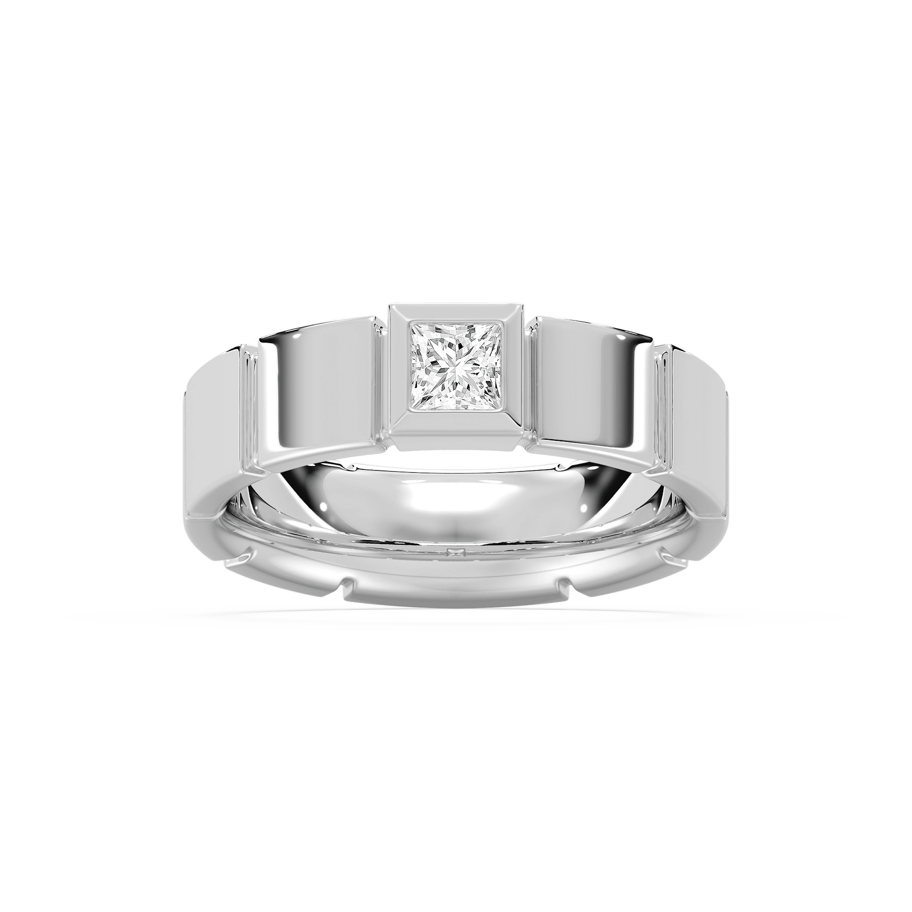Liam Square Cut Wide Band in Rose Gold