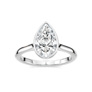 Melodie Pear Lab Grown Diamond Bezel Solitaire Engagement Ring