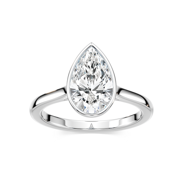 Melodie Pear Lab Grown Diamond Bezel Solitaire Engagement Ring
