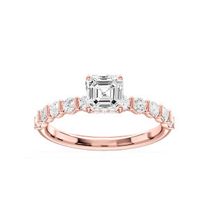 Lillie Asscher Lab Grown Diamond Bar Set Hidden Halo Engagement Ring