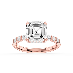 Lillie Asscher Lab Grown Diamond Bar Set Hidden Halo Engagement Ring