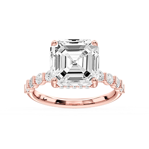 Lillie Asscher Lab Grown Diamond Bar Set Hidden Halo Engagement Ring