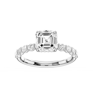 Lillie Asscher Lab Grown Diamond Bar Set Hidden Halo Engagement Ring