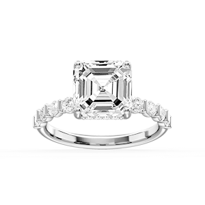 Lillie Asscher Lab Grown Diamond Bar Set Hidden Halo Engagement Ring