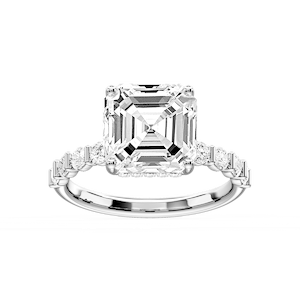 Lillie Asscher Lab Grown Diamond Bar Set Hidden Halo Engagement Ring