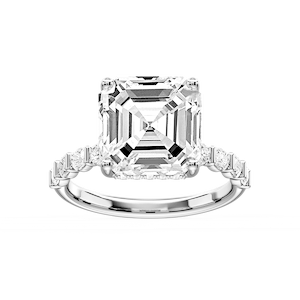 Lillie Asscher Lab Grown Diamond Bar Set Hidden Halo Engagement Ring