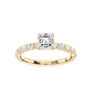 Lillie Asscher Lab Grown Diamond Bar Set Hidden Halo Engagement Ring