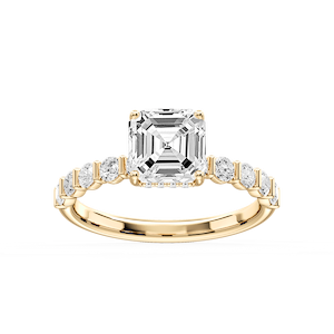 Lillie Asscher Lab Grown Diamond Bar Set Hidden Halo Engagement Ring