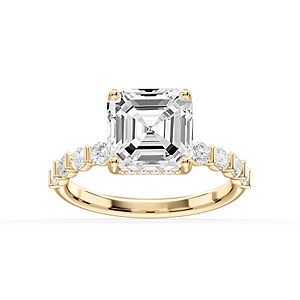Lillie Asscher Lab Grown Diamond Bar Set Hidden Halo Engagement Ring