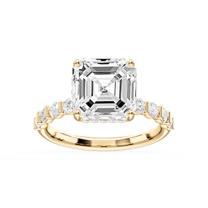 Lillie Asscher Lab Grown Diamond Bar Set Hidden Halo Engagement Ring