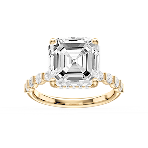 Lillie Asscher Lab Grown Diamond Bar Set Hidden Halo Engagement Ring