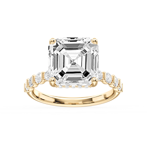 Lillie Asscher Lab Grown Diamond Bar Set Hidden Halo Engagement Ring