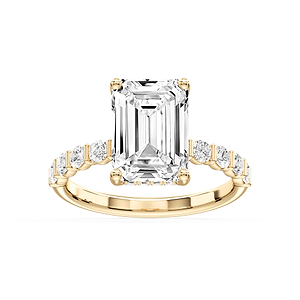 Lillie Emerald Lab Grown Diamond Bar Set Hidden Halo Engagement Ring