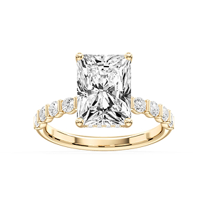 Lillie Radiant Lab Grown Diamond Bar Set Hidden Halo Engagement Ring