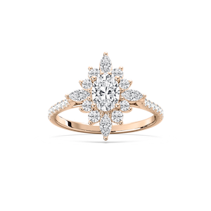 Lillith 1 ¹⁄₄ ctw Oval Lab Grown Diamond Ornate Halo Engagement Ring