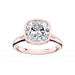 Linda Cushion Lab Grown Diamond Bezel Split Shank Solitaire Engagement Ring