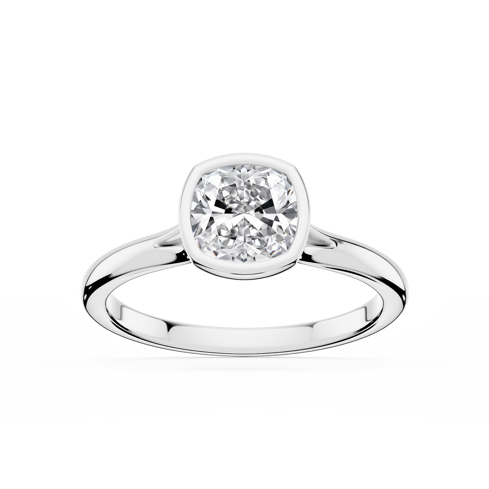 Linda Cushion Lab Grown Diamond Bezel Split Shank Solitaire Engagement Ring
