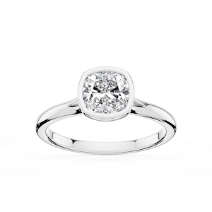 Linda Cushion Lab Grown Diamond Bezel Split Shank Solitaire Engagement Ring