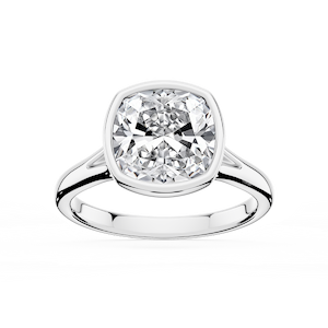 Linda Cushion Lab Grown Diamond Bezel Split Shank Solitaire Engagement Ring