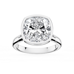 Linda Cushion Lab Grown Diamond Bezel Split Shank Solitaire Engagement Ring