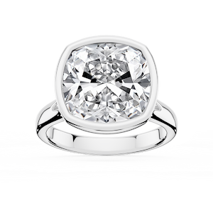 Linda Cushion Lab Grown Diamond Bezel Split Shank Solitaire Engagement Ring