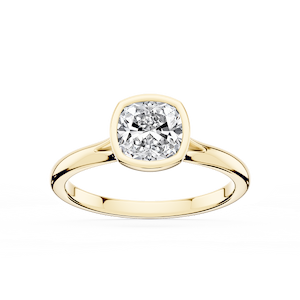 Linda Cushion Lab Grown Diamond Bezel Split Shank Solitaire Engagement Ring