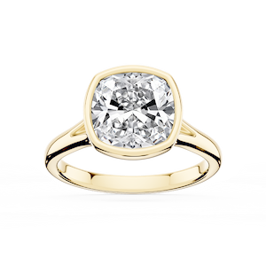 Linda Cushion Lab Grown Diamond Bezel Split Shank Solitaire Engagement Ring