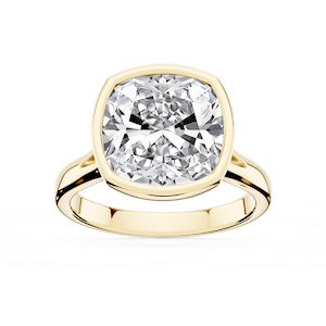 Linda Cushion Lab Grown Diamond Bezel Split Shank Solitaire Engagement Ring