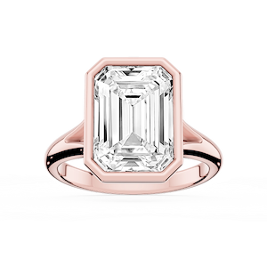 Linda Emerald Lab Grown Diamond Bezel Split Shank Solitaire Engagement Ring