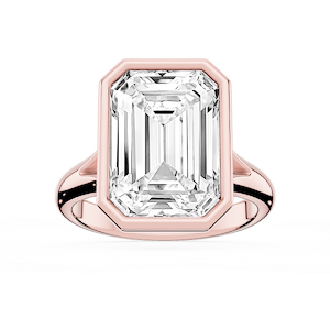Linda Emerald Lab Grown Diamond Bezel Split Shank Solitaire Engagement Ring