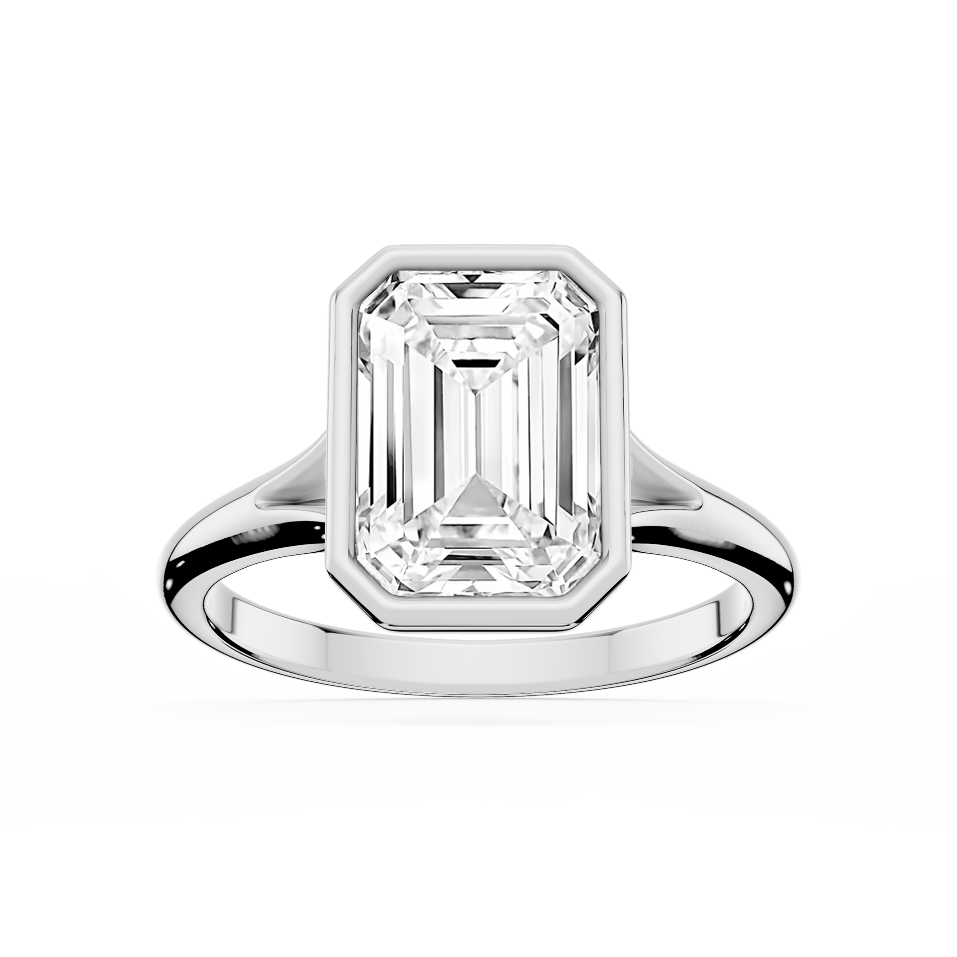 Linda Emerald Lab Grown Diamond Bezel Split Shank Solitaire Engagement Ring