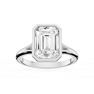 Linda Emerald Lab Grown Diamond Bezel Split Shank Solitaire Engagement Ring