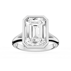 Linda Emerald Lab Grown Diamond Bezel Split Shank Solitaire Engagement Ring