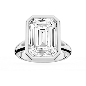 Linda Emerald Lab Grown Diamond Bezel Split Shank Solitaire Engagement Ring