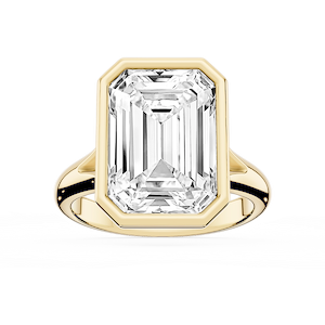 Linda Emerald Lab Grown Diamond Bezel Split Shank Solitaire Engagement Ring