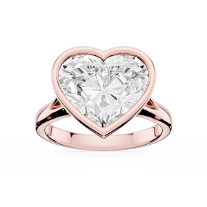 Linda Heart Lab Grown Diamond Bezel Split Shank Solitaire Engagement Ring