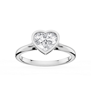 Linda Heart Lab Grown Diamond Bezel Split Shank Solitaire Engagement Ring