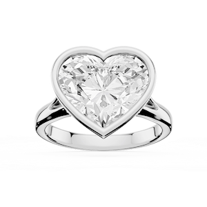 Linda Heart Lab Grown Diamond Bezel Split Shank Solitaire Engagement Ring
