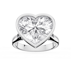 Linda Heart Lab Grown Diamond Bezel Split Shank Solitaire Engagement Ring